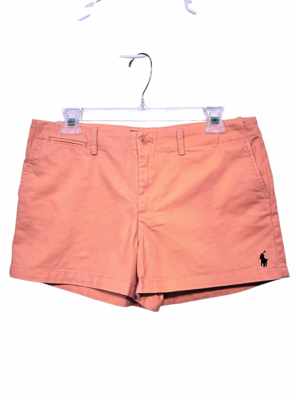 Ralph Lauren Sport Women’s Coral Chino Shorts Size 8 Cotton Embroidered Logo